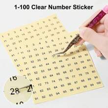 5pcs 1-100 Consecutive Round Number Stickers, Waterproof Sticker Label With Black Printed Numbers, Ideal For DIY Uses Such As Bottles, Cups, Clothes, Shoes, Measurement Markers On Notebook And Card Making Back To School - Multicolor - View 5