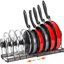 1pc Pot Rack -Expandable Pan Organizer For Cabinet, Lid Holder With 10 Adjustable Compartment For Kitchen Cabinet Cookware Baking Frying Rack - Bronze - View 3
