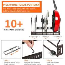 1pc Pot Rack -Expandable Pan Organizer For Cabinet, Lid Holder With 10 Adjustable Compartment For Kitchen Cabinet Cookware Baking Frying Rack - Bronze - View 7