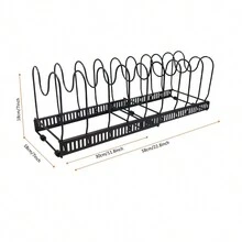 1pc Pot Rack -Expandable Pan Organizer For Cabinet, Lid Holder With 10 Adjustable Compartment For Kitchen Cabinet Cookware Baking Frying Rack - Bronze - View 5
