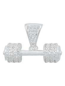 Collar Cadena Hombre Hiphop Pesas Mancuerna Gym Plata 925 - Blanco - Ver 2