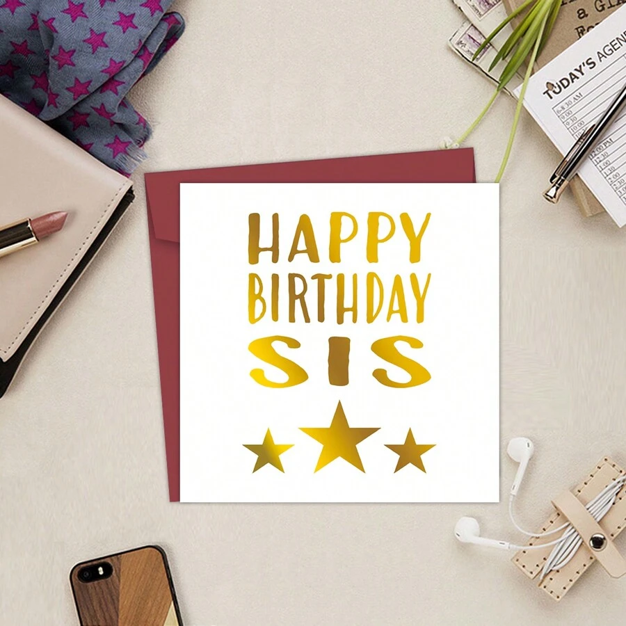 1pc Best Sister Birthday Card, Heartfelt Gift For Bestie BFF, Happy Birthday Sister Card, Birthday Card For Her, Perfect Gift Card For Sibling Celebrations - Multicolor - View 1