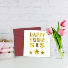 1pc Best Sister Birthday Card, Heartfelt Gift For Bestie BFF, Happy Birthday Sister Card, Birthday Card For Her, Perfect Gift Card For Sibling Celebrations - Multicolor - View 5