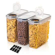 THELIFE 2/3/4 包谷物储存容器套装，塑料密封食品储存容器 2.5L/88 盎司，用于谷物、零食和糖，2/3/4 件套谷物分配器，带黑板标签、储存、厨房收纳、厨房用品、房间装饰、家居装饰。 - 黑與白 - 查看 14