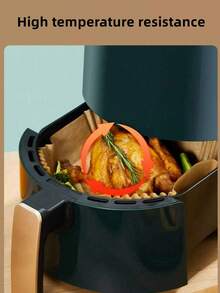 100入組熱風炸鍋食品紙，木漿蒸籠奶酪蛋糕炸鍋配件，炸鍋烘焙紙，廚房食品紙，廚房微波爐紙 - 棕色 - 查看 5