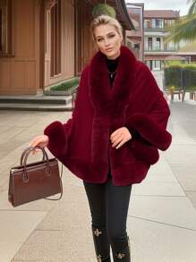 1pc Acrylic Knitted Fabric Faux Mink Collar Plain Color Cape Shawl, Elegant Vintage Style Suitable For Qipao And Evening Dress, Short Knitted Cardigan Jacket For Autumn/Winter - Multicolor - View 9