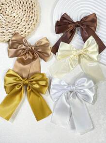 5 piezas Pasadores de pelo con lazo de cinta de unicolor, pasadores de pelo con lazo de satén de estilo dulce, pasadores de pelo para la nuca, pasadores de pelo para cola de caballo, pasadores de pelo para la parte superior, pasadores de pelo tipo caimán, accesorios para el cabello, edición limitada de temporada, pasadores de pelo para regalo de pareja de San Valentín, horquillas, útiles escolares - juego de 5 piezas - Ver 23