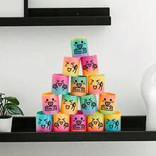 12/24/36 件彩虹弹簧玩具，生日派对礼物，迷你鼓励面部表情来吧，精美图案彩色彩虹霓虹塑料圆形弹簧玩具，趣味玩具礼物填充用品 - 彩色 - 查看 4