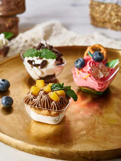 10pcs Square Mouth Ice Cream Bowl Pudding Cup Mousse Cup Cake Cup, Suitable For Party, Birthday, And Dessert. Dessert Bowl, Summer Cold Drinkware, Baking Supplies, Ice Cream Cup, Fruit Bowl