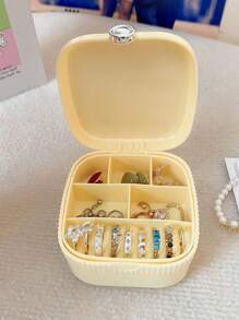 1pc Korean Style Jewelry Box With Mirror, Multi-Layered Portable Organizer For Necklaces, Earrings, Rings, And Other Accessories