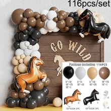 復古西部牛仔馬氣球花藤拱門套件，農場馬形鋁箔氣球，生日派對背景牆裝飾，派對用品牛仔馬氣球花藤拱門套件，非常適合生日、節日和家居裝飾用品 - Cowboy Horse Balloon Garland Arch Kit - 查看 7