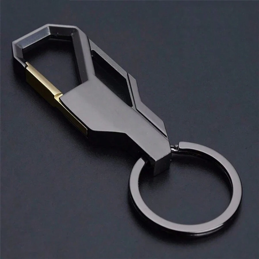 1 PC, Móc Khóa Kim Loại Đơn Giản Thời Trang Vòng Chìa Khóa Dành Cho Nam, Phụ Kiện Cắm Trại Đi Bộ Đường Dài - màu đen - Xem 1