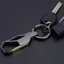 1 PC, Móc Khóa Kim Loại Đơn Giản Thời Trang Vòng Chìa Khóa Dành Cho Nam, Phụ Kiện Cắm Trại Đi Bộ Đường Dài - màu đen - Xem 4