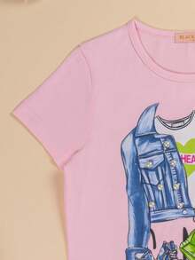 Playera con estampado de moda Less is more - Rosa - Ver 4