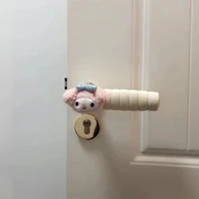 Sanrio مجموعة من 2 قطعة غطاء واقي لمقبض الباب بتصميم ميميلودي، ديكور كرتوني كاواييي لحماية الباب من الاصطدام، ديكور منزلي مضاد للكهرباء الساكنة لحماية الجدران في غرفة النوم وغرفة المعيشة