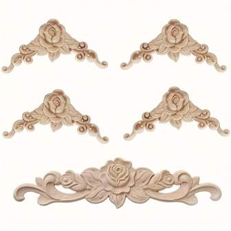 5入組木製鑲嵌件，用於床頭櫃、櫥櫃、衣櫃、傢俱裝飾