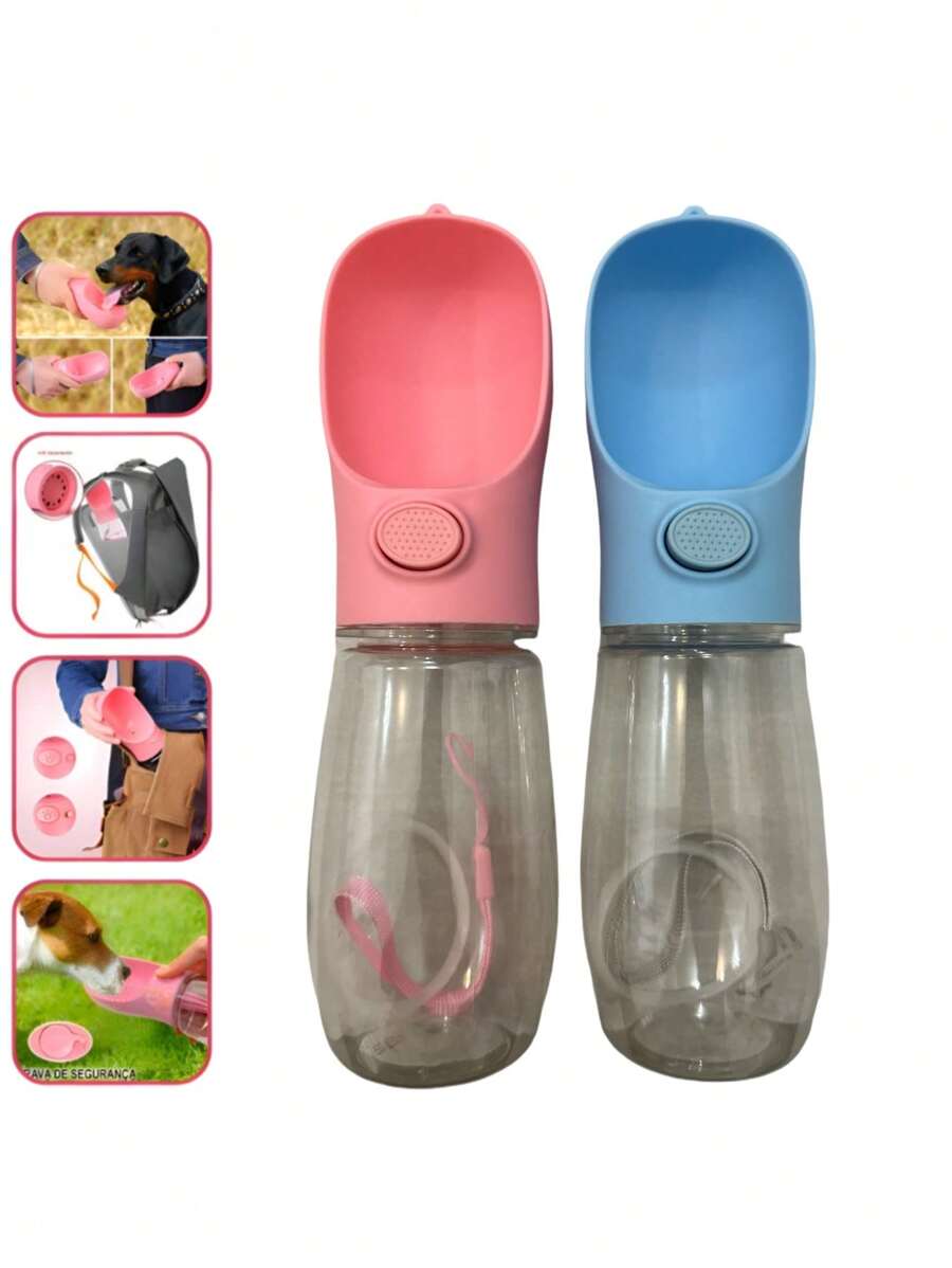 Garrafa Água Bebedouro 550ml Portátil Pet Cachorro Passeio - Azul - Visão 1
