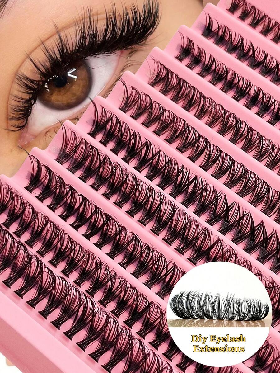 Rikuaild 200 Clusters 40D Individual Lashes Extensions Volume Fluffy Eyelash Clusters, DIY Eyelash Extensionslash Clusters,Eyelash Clusters,Individual Eyelashes,Lashes,Fake Lashes - Black - View 1
