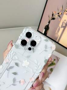 Soporte para tarjeta Apple, 1 pieza, funda minimalista de TPU con protección en las cuatro esquinas, con estampado de flores coloridas y compatible con iPhone, Redmi, Galaxy, Pixel