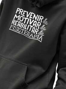 Blusa Moletom Masculino Estampado Prevenir & Motivar & Reabilitar & Fisioterapia em Algodão Fio 30.1 Penteado - Preto - Visão 1