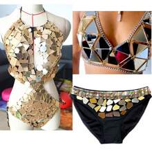 50 piezas de espejos de acrílico de calidad superior con formas y colores variados, piedras irregulares de cristales strass para coser en la ropa, para decoraciones de bodas DIY - P09 rosa claro - Ver 4