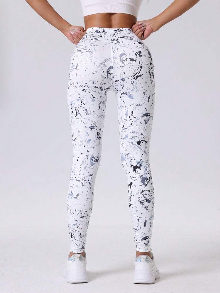 Quần tập yoga mùa hè cho nữ, Quần legging thể thao ngoài trời in sóng biển - trắng - Xem 4