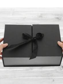 1 hộp quà tặng màu hồng trơn, hộp quà tặng DIY có hai cửa có thể gấp lại, lý tưởng cho các bữa tiệc, Halloween, Giáng sinh, Ngày lễ tình nhân, họp mặt gia đình, đám cưới, tiệc chia tay cuộc sống độc thân & bao bì quà tặng, Giáng sinh Ngày lễ tình nhân - màu đen - Xem 5