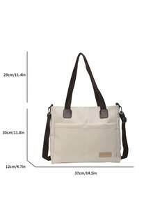 MOBAOFANG 1 Peça Bolsa Grande em Nylon com Capacidade de Ombro na cor Bege, neutra e com vários bolsos, usada como Bolsa Transversal, estilo Retro e Casual, adequada para o cotidiano, trabalho e compras. - Bege - Visão 7