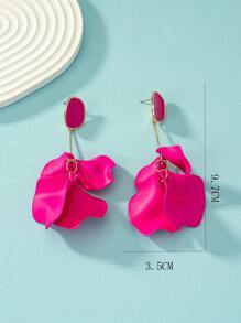 1 Pair Enamel Leaf Shaped Pendant, Suitable For Daily Wear - Hot Pink - View 3