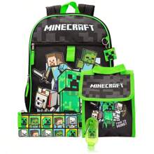 Minecraft Childrens/Kids Time To Mine Backpack Set (Black/Green) - Black/Green - View 5