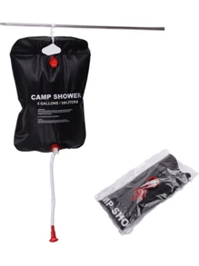 1入營地淋浴袋，野餐水儲袋，戶外沐浴袋，適用於露營的可折疊水袋 - 黑色 - 查看 2