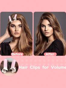 4入裝女用髮量增升髮夾，髮根增量髮夾，不需熱力打造立體蓬鬆髮根，隱形且可自行DIY塑造，即時打造瀏海造型工具 - 彩色 - 查看 7