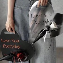 [10入組]情人節玫瑰包裝盒，花材DIY可摺疊花盒單束花包裝袋，適用於聖誕節，生日，花店裝飾用品 - [10個裝]粉紅色 - 查看 4