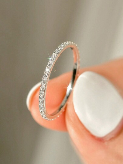 GAGAFEEL 1 pezzo di anello minimalista in argento sterling S925 di moda con zirconi scintillanti accessori per gioielli anello in strass per feste di donne ragazzepresente di compleanno per l'uso quotidiano