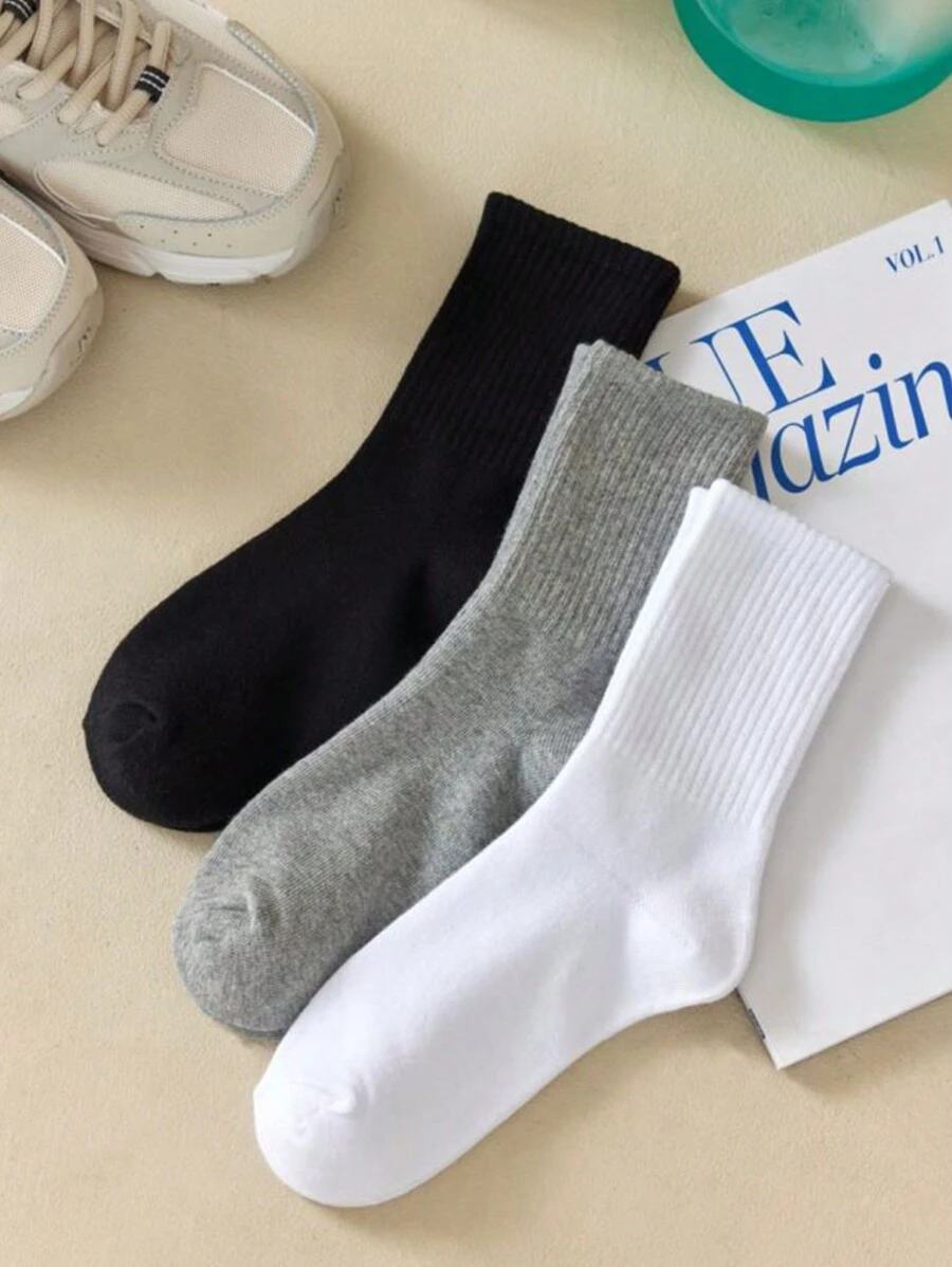 3双女款高筒过膝袜（黑白灰），秋季