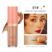 ibcccndc Polvo iluminador rosa de hadas, maquillaje de belleza centelleante en polvo para contorno de rubor y sombra de ojos para el rostro y Body de las niñas - Dorado - Ver 2