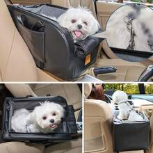 寵物手提袋汽車座位籃四季通用儲物汽車坐墊便攜式寵物手提包 底部防滑透氣網雙面墊內置安全繩，防止寵物逃脫 適用於所有車輛型號 - 黑色 - 查看 4