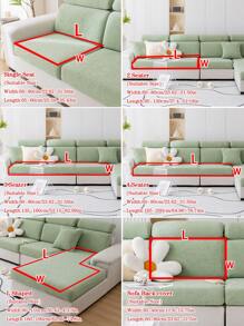 1入組通用四季絨面提花防滑沙發坐墊套,現代簡約寵物防護彈性沙發套,純色沙發套適用於l型組合沙發和1234人位沙發(分開售賣) - 綠色 - 查看 4