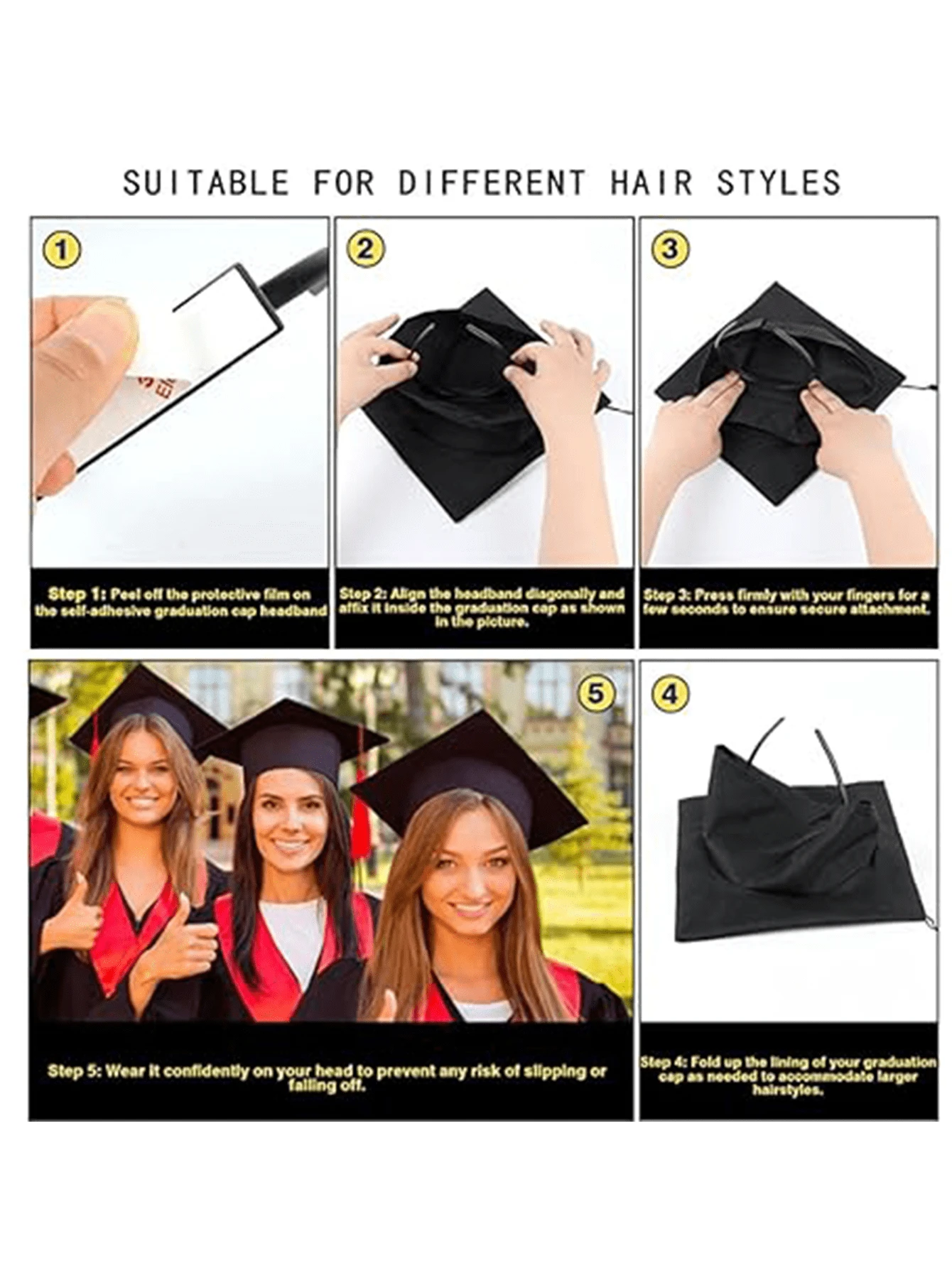 Graduation Cap Headband, Headband Insert Fixing Graduation Cap And
