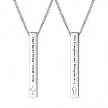 Christian Bible Verse Bar Necklaces For Women,  Faith Inspirational Birthday Jewelry Gift - Silver - View 10