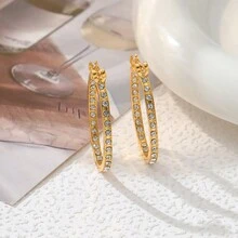 2入組簡約時尚水滴形狀鑲嵌鑽石誇張耳環，適用於沙灘旅遊、購物聚會、時尚百搭耳飾 - 耳環 - 查看 4