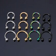 3入組不同大小不銹鋼球裝飾的鼻環套裝，時尚朋克完美穿刺身體珠寶禮品，男女適用 - 金黃色 - 查看 4