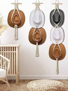 1 pièce/1 set Porte-chapeau en bois macramé, étagère murale tissée pour ranger les chapeaux, organisateur de chapeau fait main, étagère suspendue pour casquettes de cowboy, pour dortoir, étude, derrière la porte, rangement de casquettes de baseball, support à chapeaux bohème pour la maison, chambre à coucher, salle de bain, salon, bureau, décoration de maison, cadeau pour la Saint-Valentin, la Fête des Mères, Pâques, la Fête des Enseignants, le Nouvel An, la remise des diplômes, le printemps, l'été, les festivals, révélation du sexe, anniversaires, mariages, fêtes, le cadeau parfait pour les collègues, les amis et la famille, la rentrée scolaire