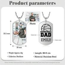 Aangepaste gepersonaliseerde fotoketting, fotoketting, stalen hanger, Vaderdagcadeau, gepersonaliseerde naamketting, papa kettingcadeau, fotocadeau
