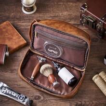 Personalized Toiletry Bag For Men, Customized Leather Travel Toiletries Bag Large Capacity, Makeup Bag ,Customized Groomsmen Dopp Kit Shaving Bag, Father Day Gift, Birthday, Husband, Grandpa, Christmas Wash Bag For Bathroom College Dorm Portable Multifunctional Student - Brown - View 3