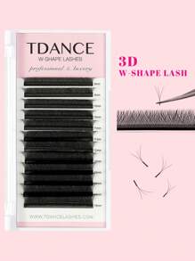 TDANCE TDANCE 1 caixa 12 fileiras Extensão de Cílios W Formato 3D 4D 5D Pré-fabricado W Cílios Falsos em Forma de Trevo 3D Fans de Cílios Flor em Flor 0,07 D 8-15mm