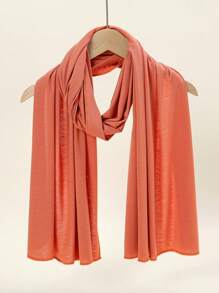 1PC Women's New Large Size Hijab Headscarf Long Scarf Solid Color Casual Soft - Burnt Orange - View 4