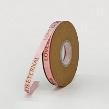 1pc 10mm X 30yd Printed Letter (LOVE IS ETERNAL) Foil Trim Ribbon, Christmas Gift Wrapping - Multicolor - View 10