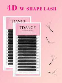 TDANCE TDANCE 1 caixa 12 fileiras Extensão de Cílios W Formato 3D 4D 5D Pré-fabricado W Cílios Falsos em Forma de Trevo 3D Fans de Cílios Flor em Flor 0,07 D 8-15mm