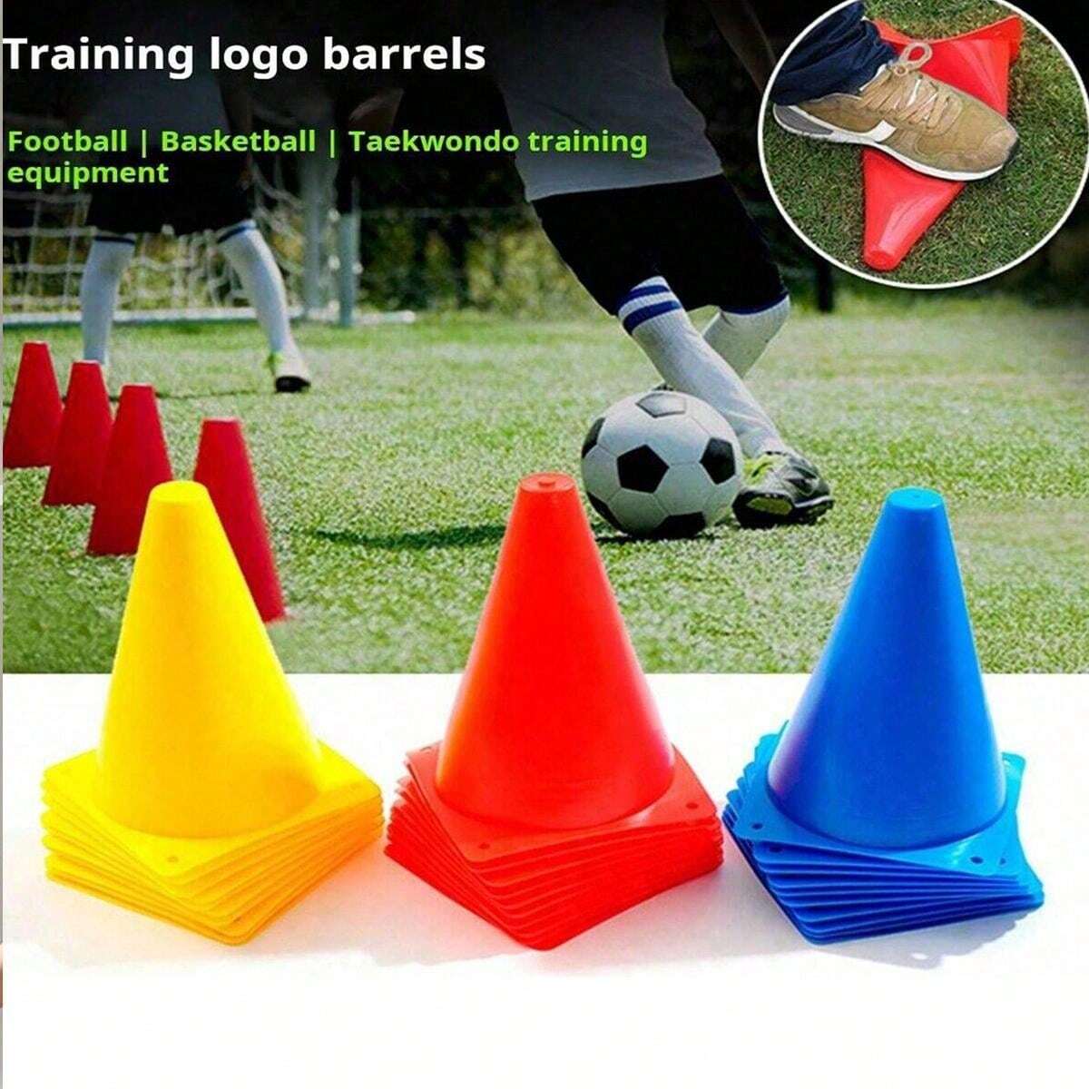 Set 10 Coni Disco Allenamento Calcio + Maniglia | PE Colorato, Marcatori Per Calcio, Hockey, Corsa (arancione)